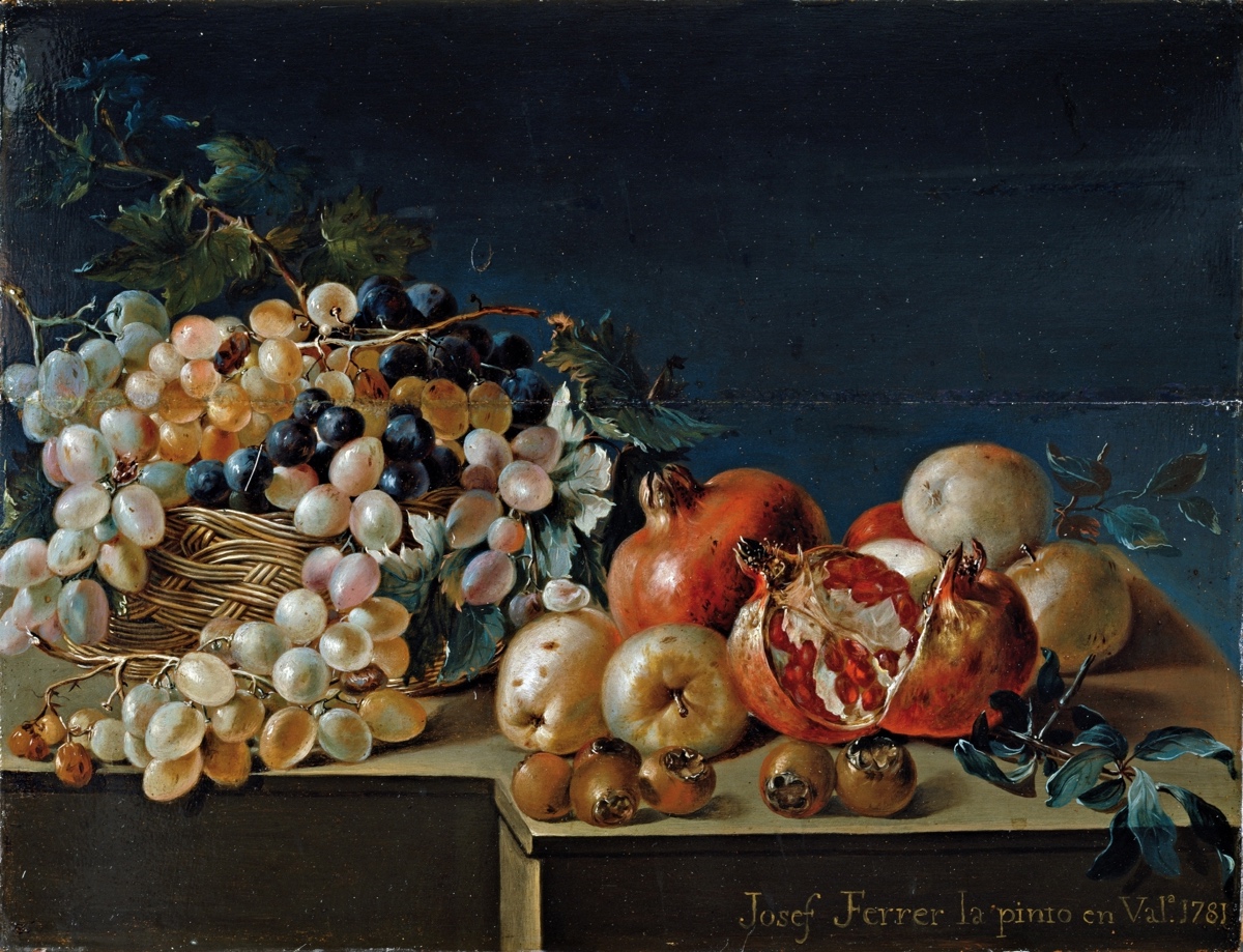 “Bodegón de uvas y granadas” (1781), de José Ferrer