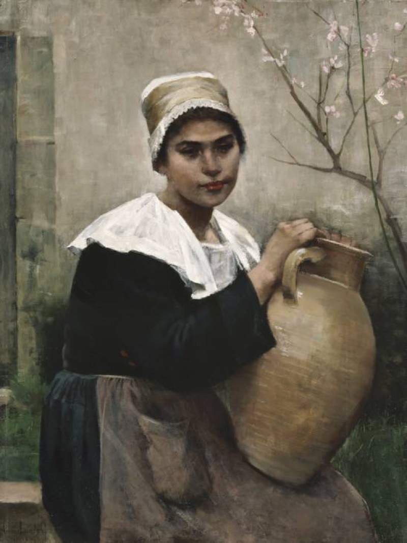 Chica bretona con un frasco en la mano (1884), de Amélie Lundahl