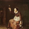 Mujer bebiendo (1648), de Philips Koninck