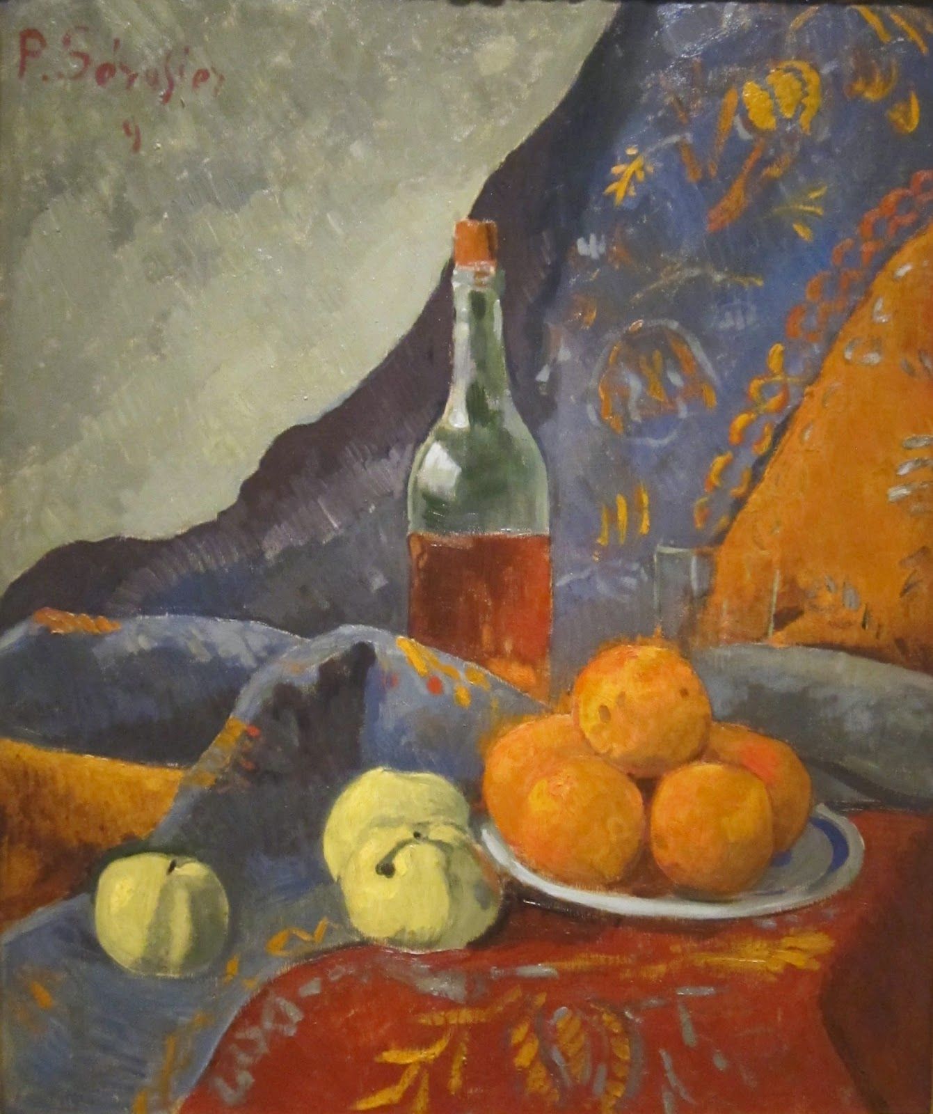 Bodegón con fruta y botella de vino (1909), de Paul Sérusier