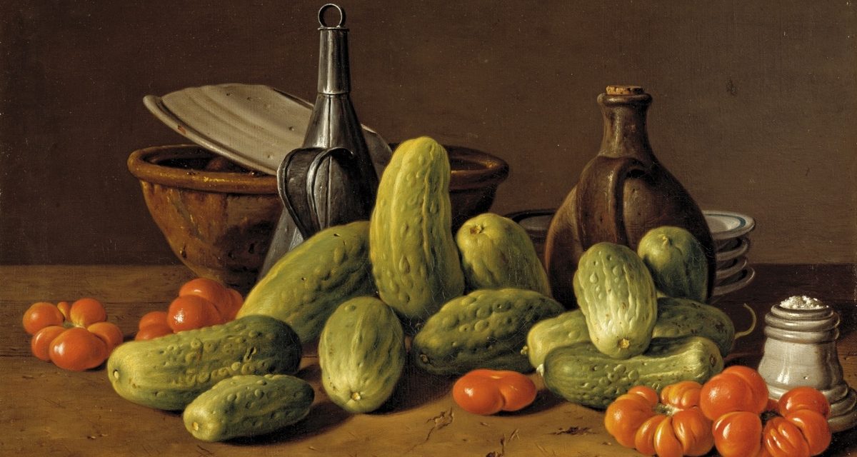 “Bodegón con pepinos, tomates y recipientes” (1774), de Luis Egidio Meléndez