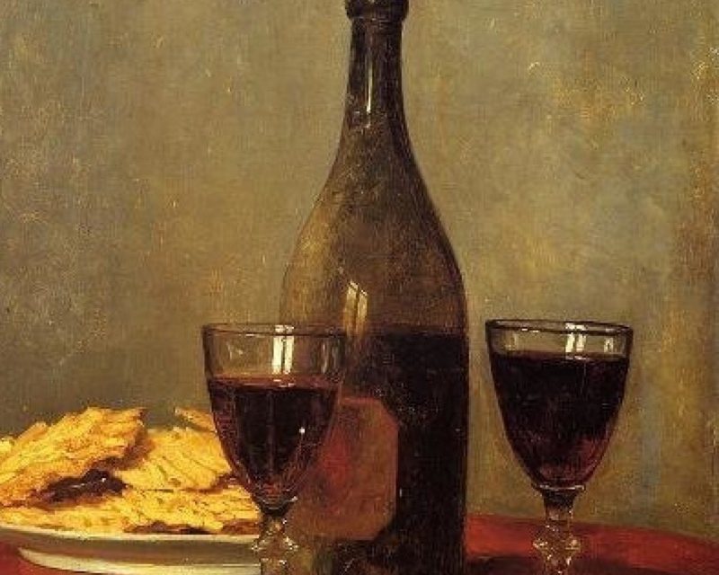 “Bodegón con botella y dos copas de vino” (1852), de Albert Anker
