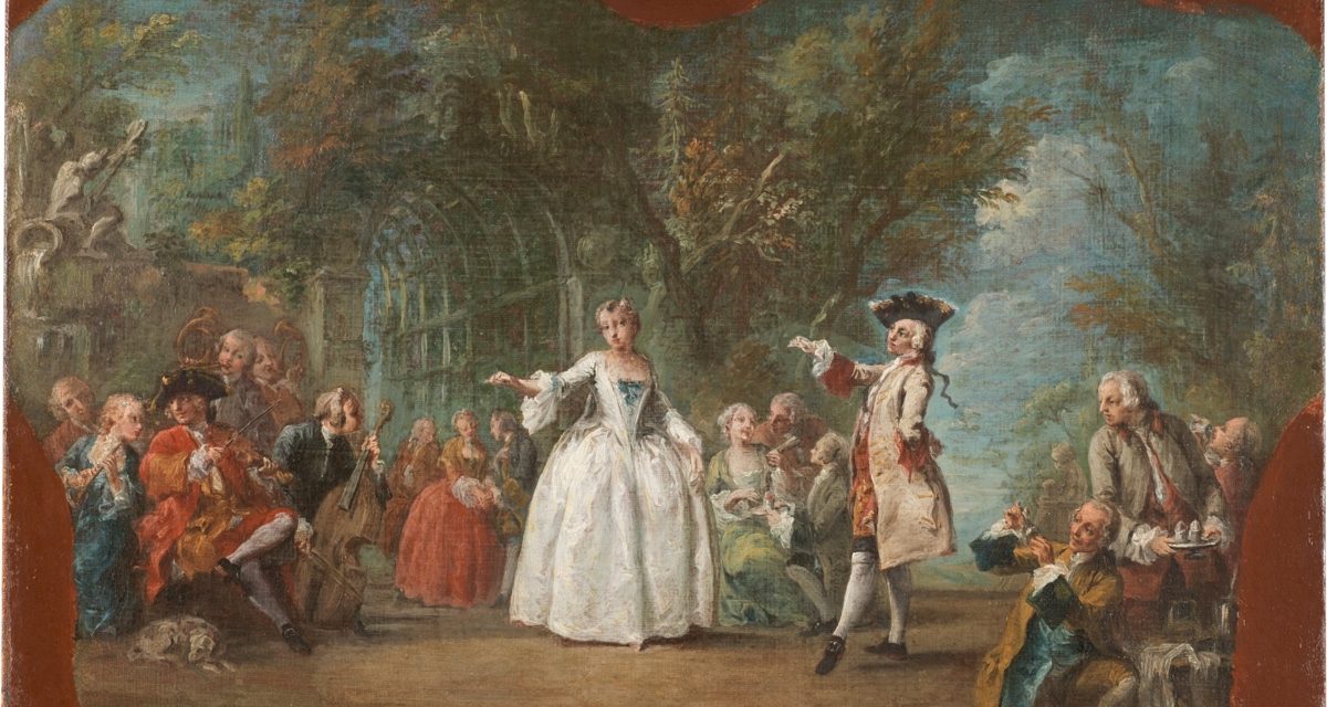 “Fiesta en un jardín” (mediados del siglo XVIII), de Charles Joseph Flipart