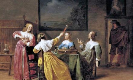 “Mujeres elegantemente vestidas bebiendo y fumando” (1641), de Jan Olis
