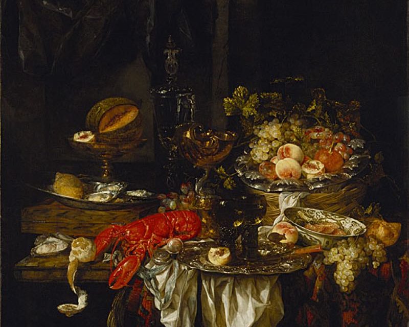 “Naturaleza muerta de un banquete con un ratón” (1667), de Abraham van Beyeren