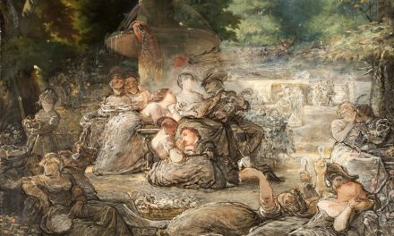“Parejas bebiendo en un jardín con acompañamiento musical” (1865), de Leopoldo Sánchez del Bierzo