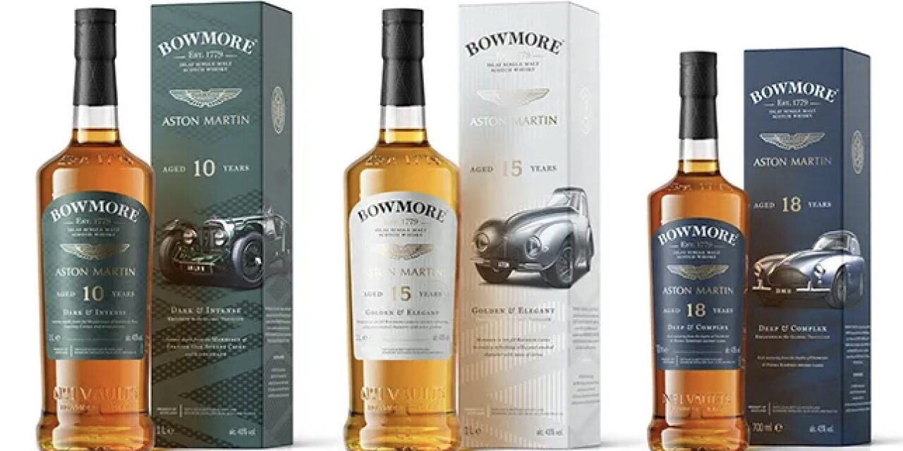 Bowmore y Aston Martin presentan un trío de whiskies inspirados en vehículos icónicos