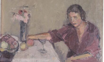 “Esposa del artista con flores, frutas y vaso” (1926), de Felix Esterl