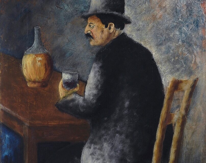 “Hombre sentado bebiendo vino” (1921), de Ottone Rosai