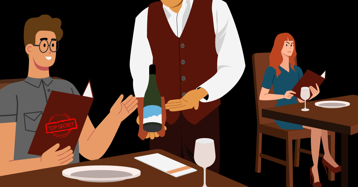 La carta de vinos fuera del menú de un restaurante debe parecer especial, no exclusiva